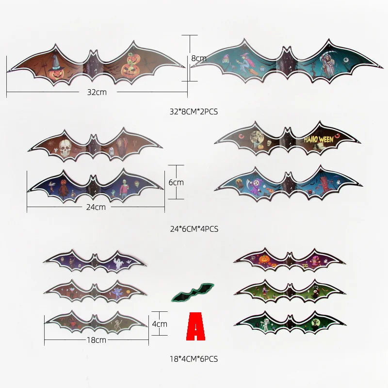 Halloween 3D Luminous Bats Decoration Plastic Bat Wall Stickers for Home Window Decor Yard Sign Outdoor Lawn Spooky Party