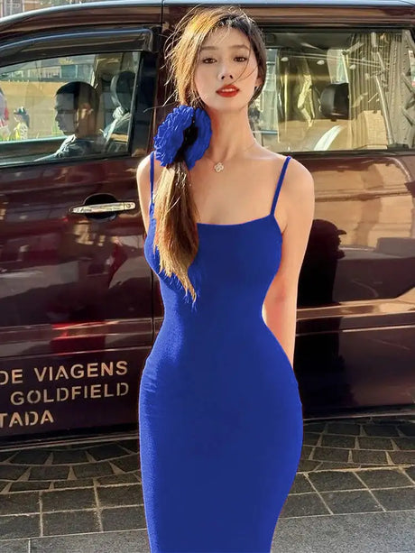 Dulzura Women 2025 Summer Party Club Evening Streetwear Bodycon Beach Basic Black Long Dress Wholesale Items For Business D22775 - Lootquake