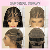 34" Handmade Cornrow & Box Braids Wig | HD Full Lace | Knotless Braids | Synthetic Hair | Black Women