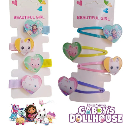 Four Types of Hair Clips Gabby Dollhouses Girl Cute Hairpin Funny Anime Cartoon Kawaii Hair Accessories Children's Birthday Gift - Lootquake