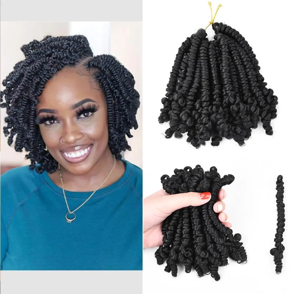 Bob Spring Twist Crochet Hair | Pre-Twisted Passion Twists | Pre-Looped Braids | 6-8 Inch | 20 Strands/Pack