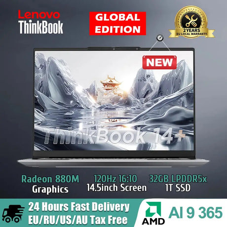 Lenovo ThinkBook 14+ 2024 AI Laptop AMD Ryzen AI 9 365 RAM 32GB  1TB SSD Core Graphics 14.5-inch 3K LED 120Hz Screen Notebook Pc - Lootquake