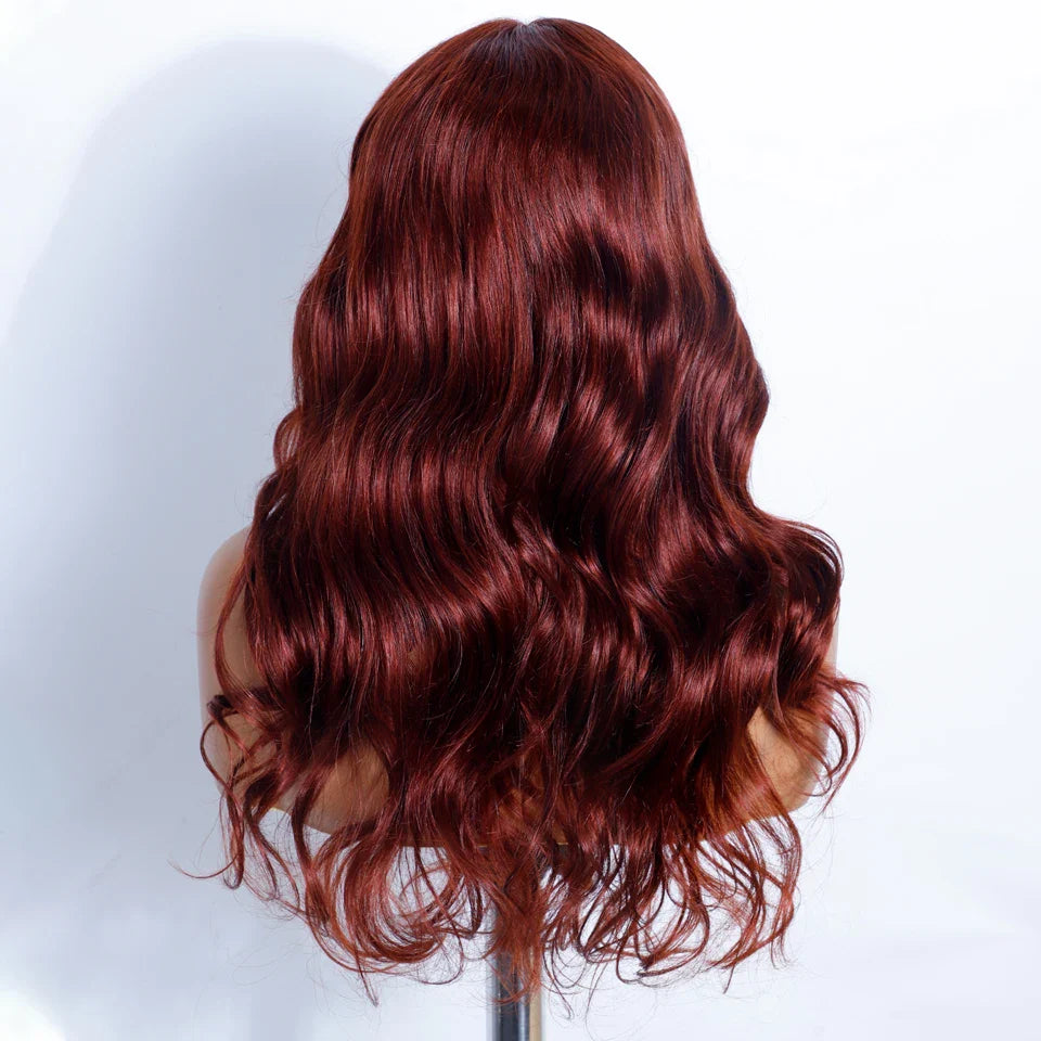 180% Density 1B/27 Ombre Highlight Body Wave Wig | 4x4 Transparent Lace Front Human Hair (Pre-Plucked)