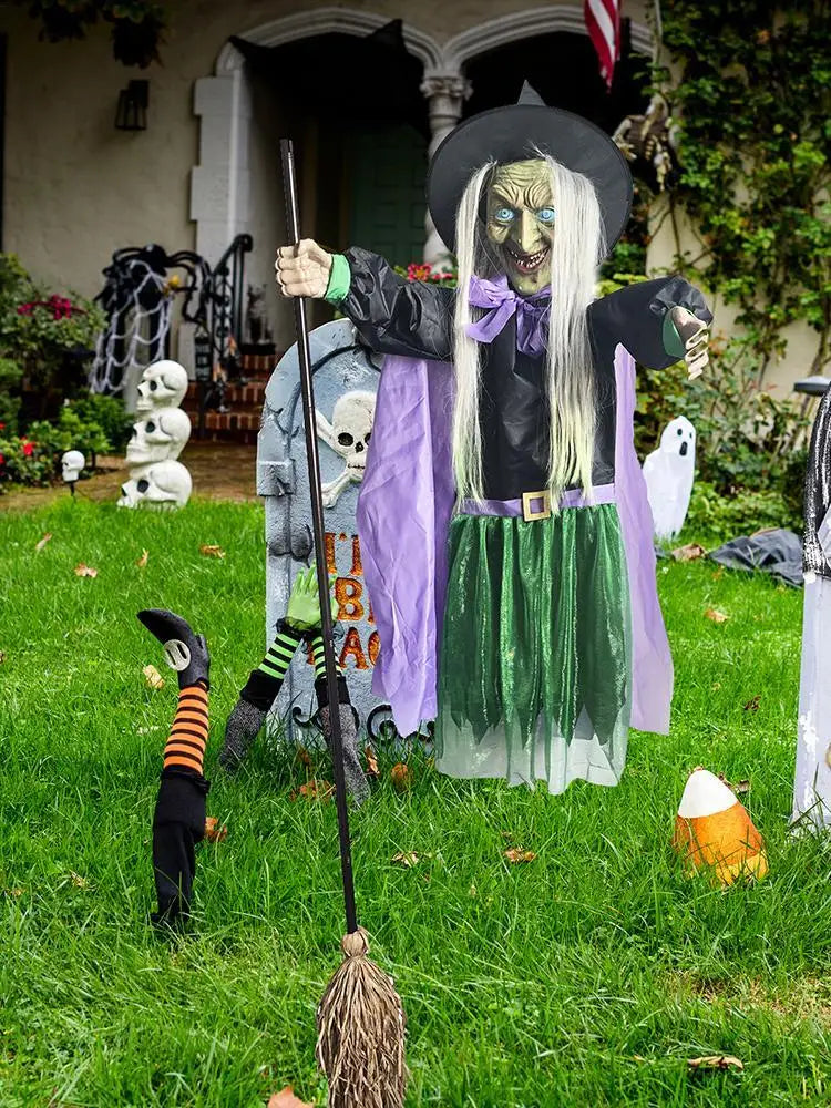 Halloween Flying Witch Decor Hovering Flying Witch Decorations with Scary Sound Halloween Props Horror Themed Scary Props