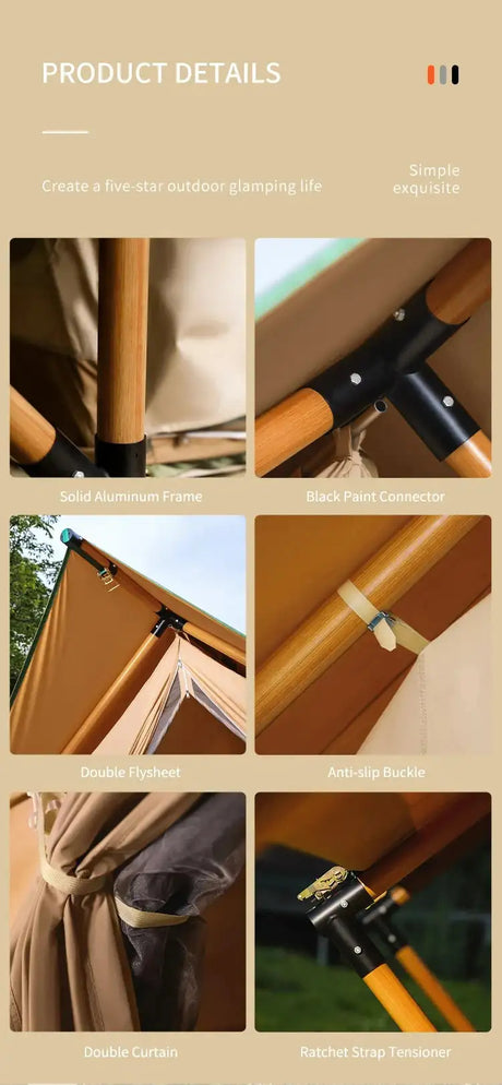 Hunted Tent Safe Sturdy 900D Oxford Cloth Wood Safari Hotel Tent Glamping Four Seasons Cabin Tiny Safari Tents Chinese Suppliers - Lootquake
