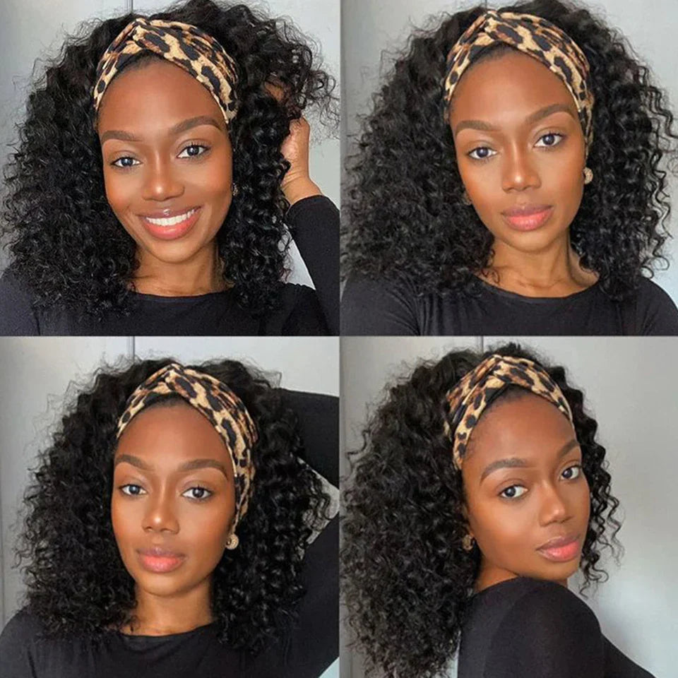 250% Density Kinky Jerry Curly Headband Wig | Glueless Indian Human Hair