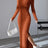 2024 Spring/Summer Knitted Dress Slim Fit Fashion Casual Women's Lapel Long sleeved Dress Concave Stripe Solid Color Long Dress - Lootquake