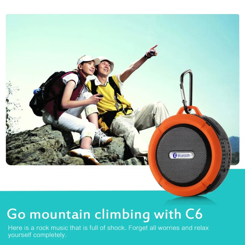 #C6 Altavoz Bluetooth con ventosa grande, estéreo, para deportes al aire libre, mini, compatible con TF, subwoofer, portátil, resistente al agua