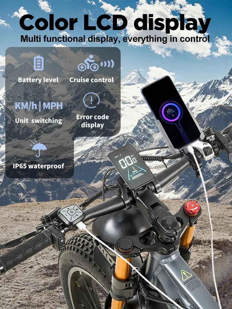 Bicicleta eléctrica de montaña Burchda RX80 de 1000 W y 50 km/h, batería de litio de 48 V y 20 Ah, de 26 pulgadas, para adultos.