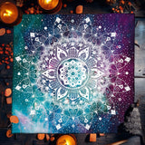 Nappe de tarot mandala bleu, nappe de vie florale pour tarot, ciel étoilé mystique, nappe d'autel Wicca, tapis de jeu de cartes