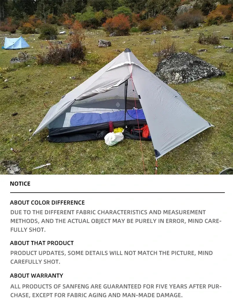 [HODR] 3F UL GEAR Lanshan 1 pro Tipi Tent Rodless Solo Ultralight 690g 20D Nylon Fabric Camping Season Tent Trekking Tents - Lootquake