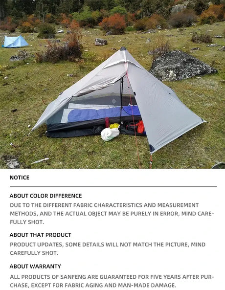[HODR] 3F UL GEAR Lanshan 1 pro Tipi Tent Rodless Solo Ultralight 690g 20D Nylon Fabric Camping Season Tent Trekking Tents - Lootquake