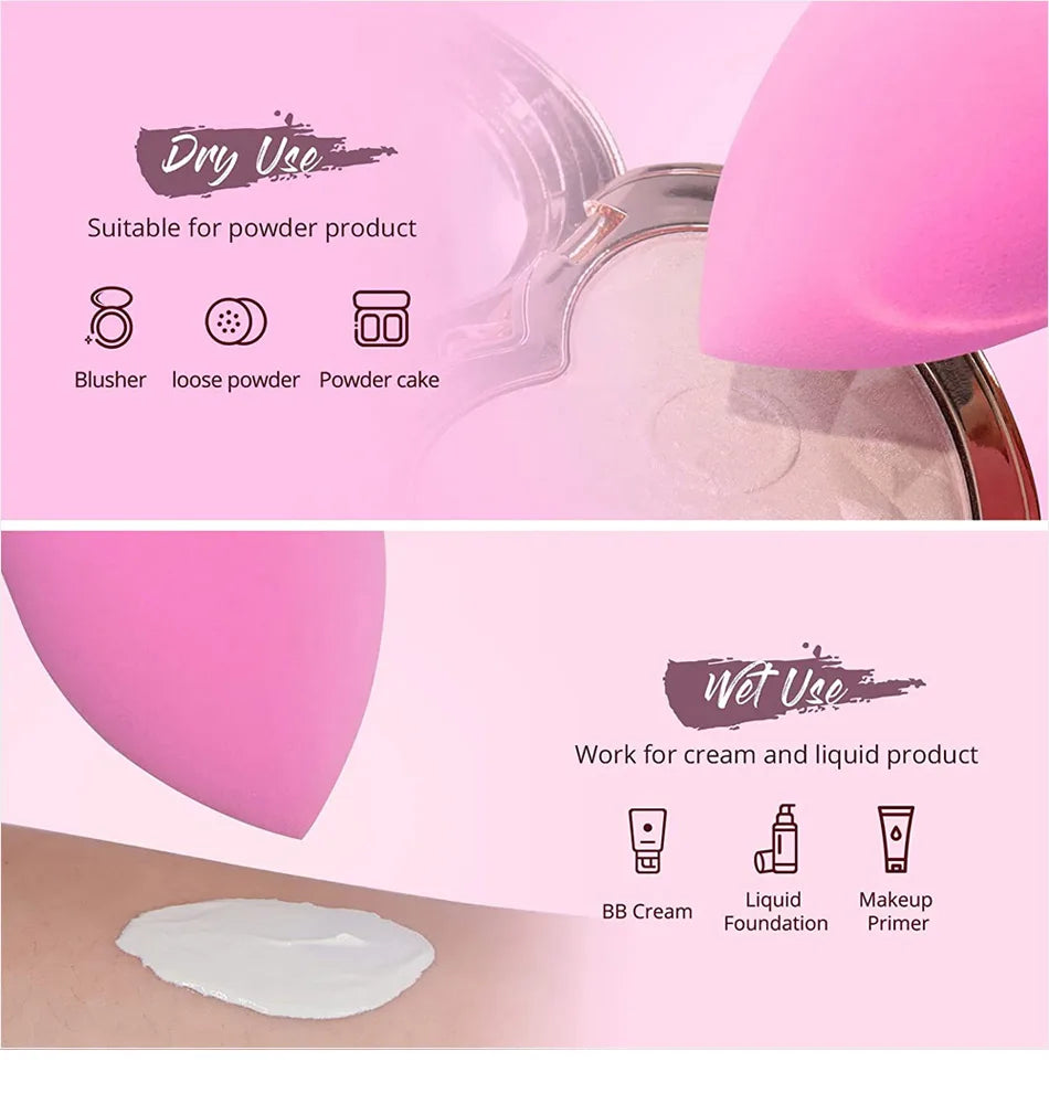 Lot de 6 mini éponges de maquillage pour poudre, houppette cosmétique, sèche et humide, anti-cernes, fond de teint liquide, accessoires de maquillage pour femmes