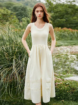 FSLE Classic Cleanfit Elegant Fake Two-pieces Vest Summer Women Long Dress 2024 New Versatile Casual A-Line Dress 24FS12982 - Lootquake