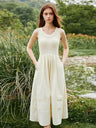 FSLE Classic Cleanfit Elegant Fake Two-pieces Vest Summer Women Long Dress 2024 New Versatile Casual A-Line Dress 24FS12982 - Lootquake