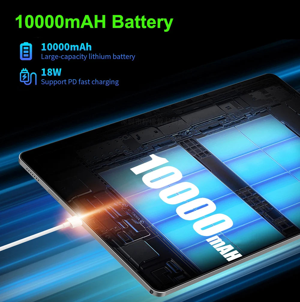 Tablette 14,1 pouces, version mondiale, non ouverte, Android 2025, 12 Go + 256 Go, 1920 x 1080, appels 4G, Wi-Fi 5G, 10 000 mAh