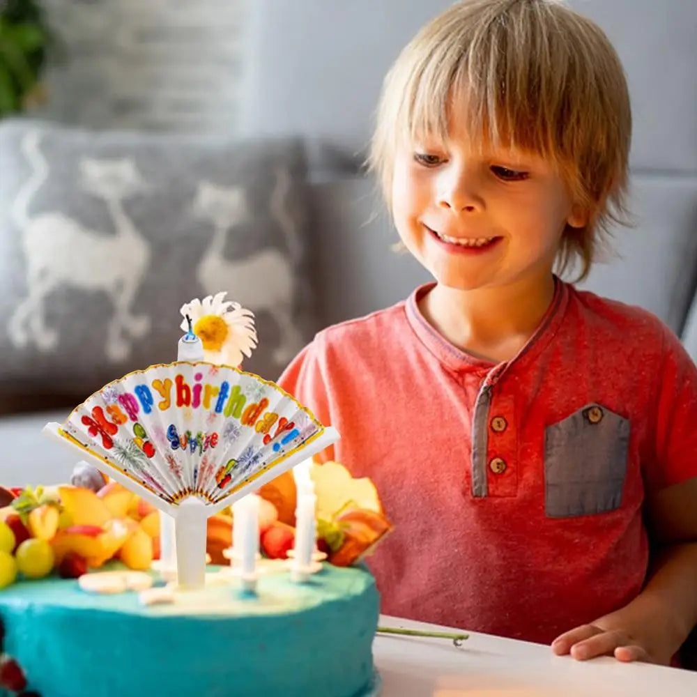 Bougie d'anniversaire en forme d'éventail, fournitures de bougies d'anniversaire, décoration de gâteau d'anniversaire, bougies amusantes pour la décoration du thème d'anniversaire