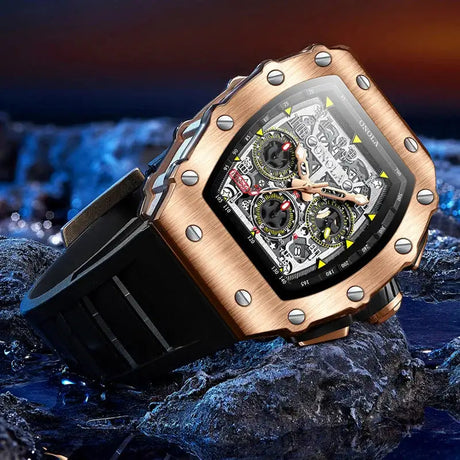 Fashion Men's Watch ONOLA Unique Design Multi-functional Automatic Mechanical Watches Men's Tape Waterproof Wristwatch - Lootquake