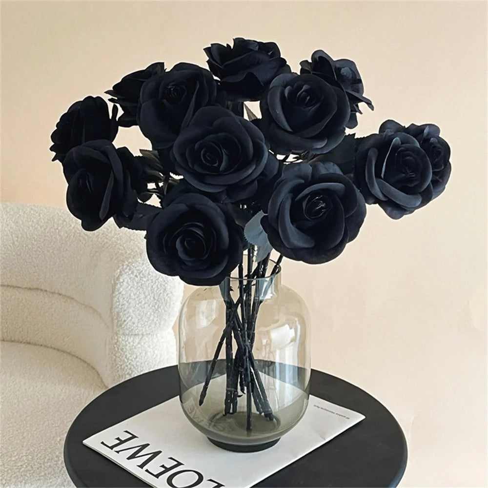 Halloween Decoration Artificial Flowers Bouquet With Pumpkins & Black Roses, Halloween Table Centerpiece For Dining Living Room