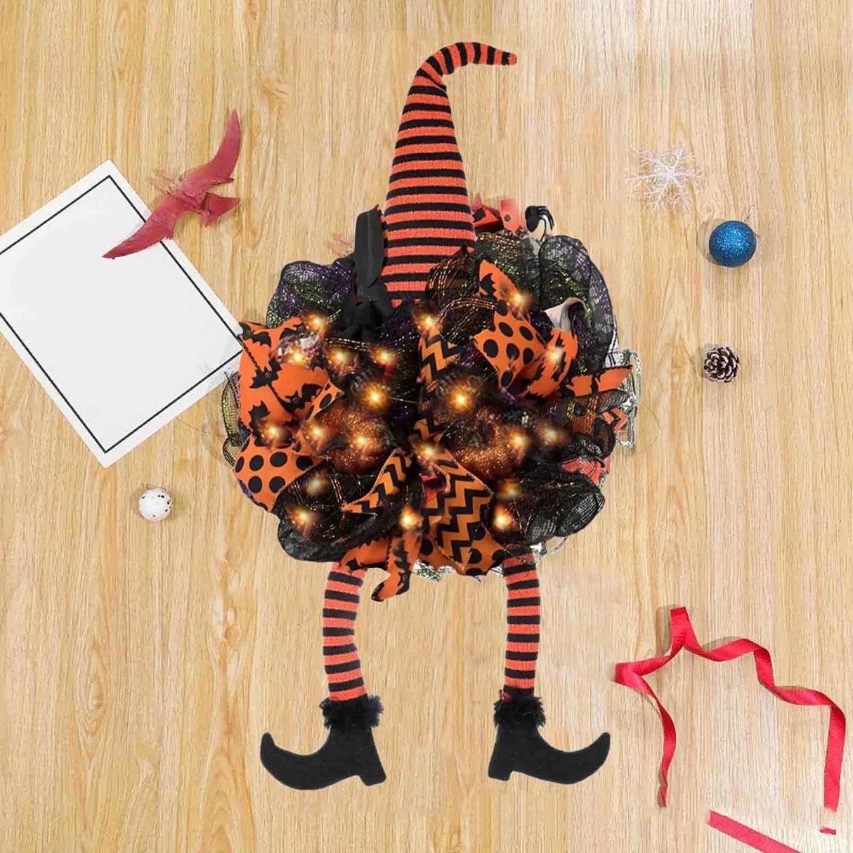 Halloween Witch Wreath Festive Atmosphere Decorative Wreath Door Hanging Wall Hanging Decoration Halloween Party Welcom Decor