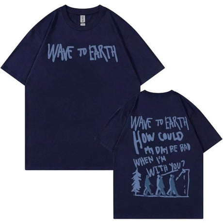 Vintage Wave To Earth Music Album Print T Shirt Men Women Casual Harajuku Fashion T-shirts Hip Hop Oversized T-shirt Streetwear - Lootquake