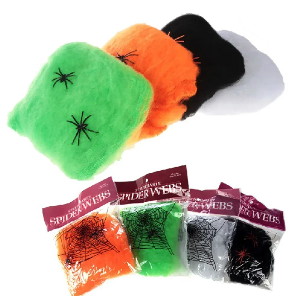 Halloween Decorations Artificial Spider Web Stretchy Cobweb Scary Party Halloween Decoration for Bar Haunted House Scene Props