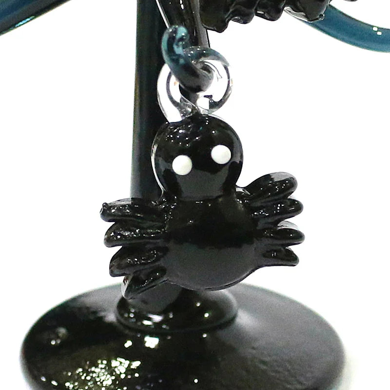 Halloween Decor Cute Glass Tree Figurine Ornaments with Mini Owl Spider Bat Pumpkin Cross Ghost Evil Eye Heart Moon Hat Pendant