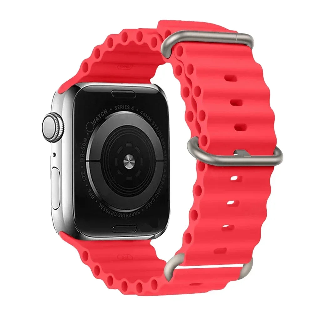 Silicone Strap For watch band 44mm 40mm 49mm 45mm 41mm 38mm accessorie correa bracelet iWatch Ultra 2 series 7 6 5 se 8 9 - Lootquake