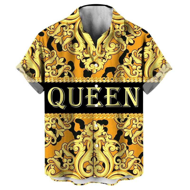 Camisetas hawaianas con estampado gráfico 3D completo, divertidas, con la reina y el rey, para hombre.