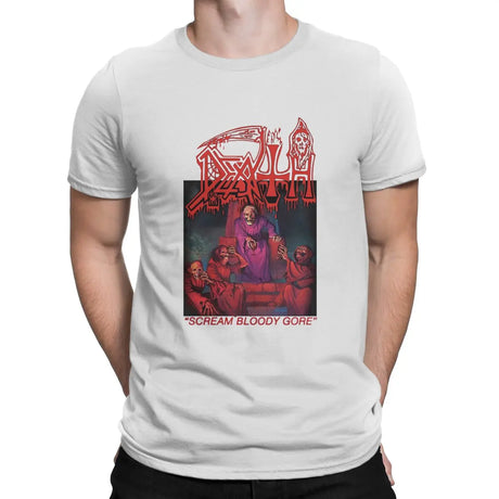 Funny Death Scream Bloody Gore T-Shirt Men Round Neck 100% Cotton T Shirts Sabbath Short Sleeve Tee Shirt Gift Tops - Lootquake