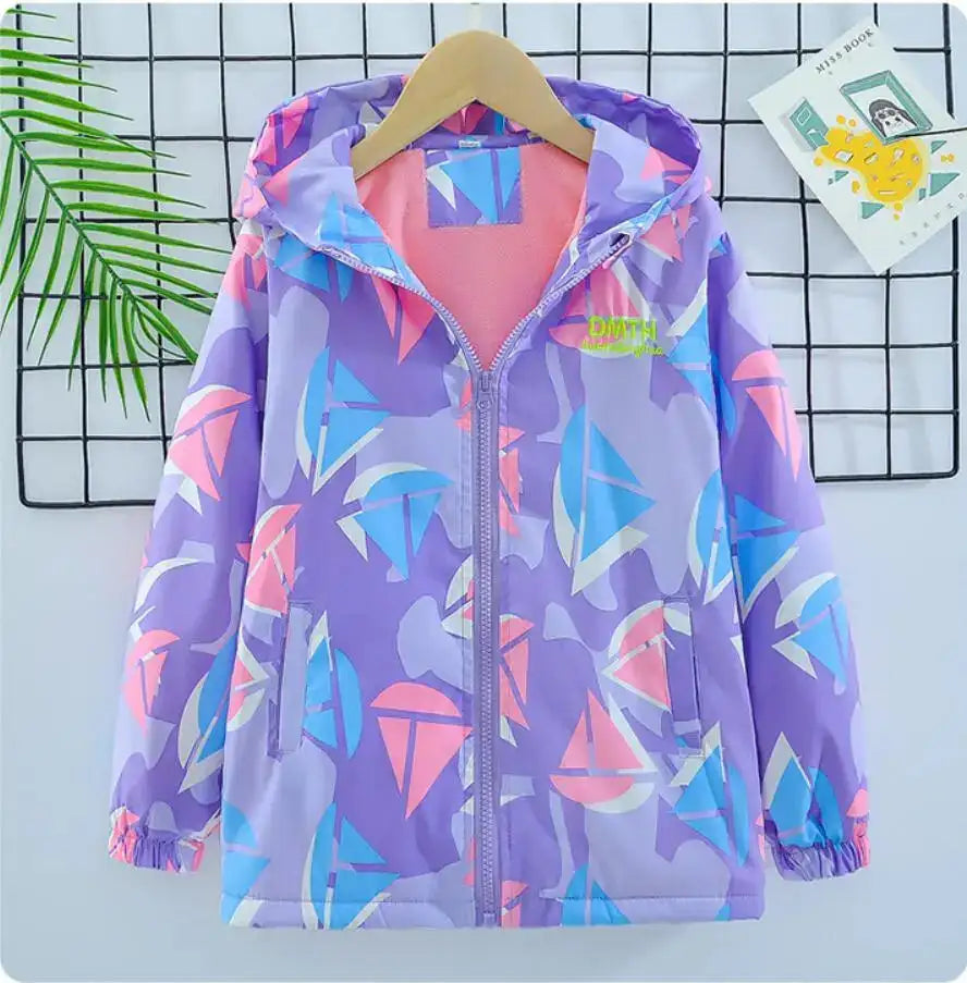 Girls Korean Polar Fleece Outdoor Jacket 4-12 Yrs Children's Autumn Winter Thickened Hooded Windbreaker Kids Girl's Fashion Coat - Lootquake