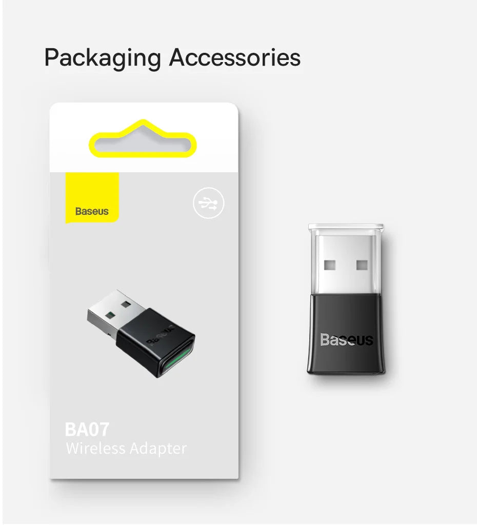 Adaptateur Bluetooth USB Baseus, Dongle Bluetooth 5.3, Adaptateur pour PC, Ordinateur Portable, Haut-parleur sans fil, Récepteur audio, Transmetteur USB
