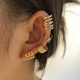 LATS Gold Color Leaves Ear Cuffs, Black Non-Piercing Ear Clip Earrings for Women & Men - Lootquake