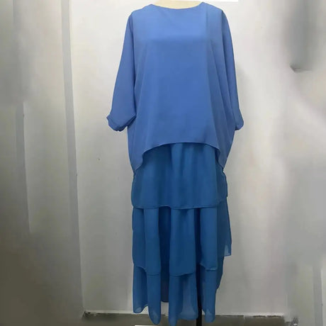Women's Elegant Long Dress Fashion Round Neck Bat Sleeve Cake Dresses For Women Spring and summer Robe Looes Plus Size 4XL - Lootquake