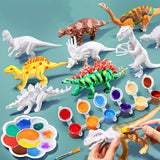 6pcs Coloring Dinosaur Plus 12 Color Paint Set Toys For Children Painting Diy Toys Doodle Handmade Educational Toys easter gift - Lootquake