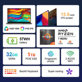 Ninkear A15 Plus Gaming  Laptop AMD Ryzen™ 7 5825U 4.5Ghz 15.6' FHD IPS 32GB DDR4 1TB SSD Backlit Keyboard Fingerprint Unlock - Lootquake