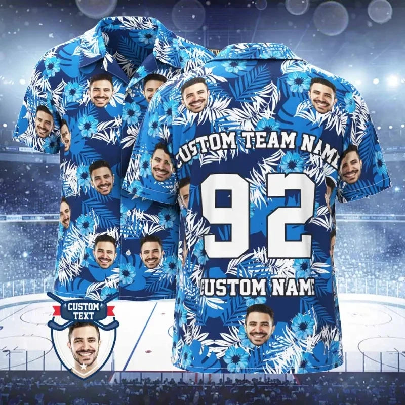 2025 Custom Photo Face Name Hawaiian Shirt Personalized Diy Text Beach Shirt Gift Mens Designer Shirts Customize Club Jersey - Lootquake