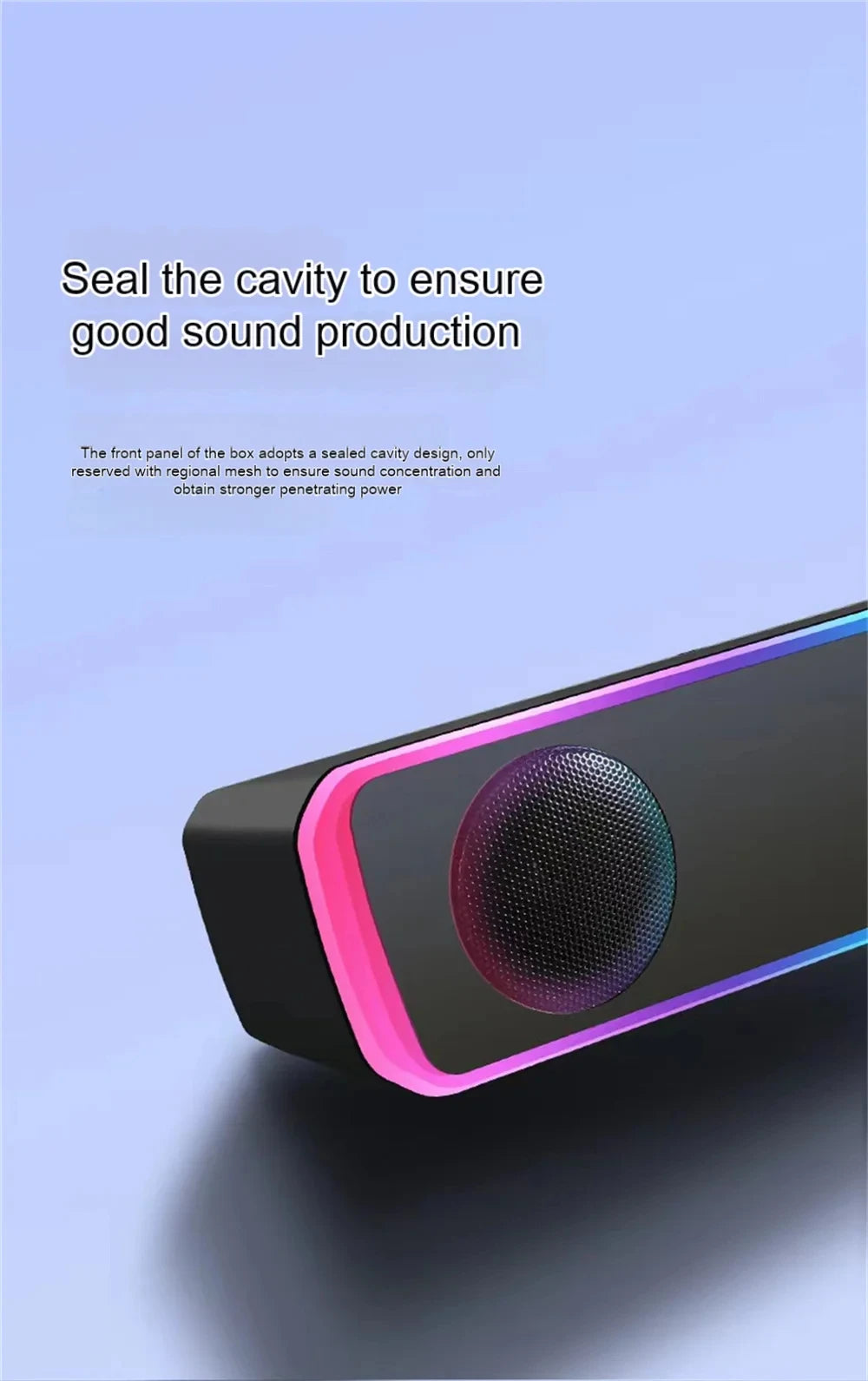 Altavoz Bluetooth 4D Surround Sound Bar Altavoces de computadora con cable Subwoofer estéreo Barra de sonido para computadora portátil PC Cine TV Aux 3.5mm