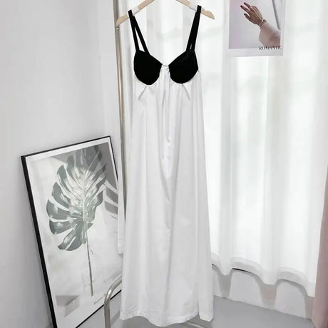 Sexy Backless Beach Dress Women 2024 Holiday Sleeveless Loose Slip  Long Dress Street Fashion Panelled Bandage Summer Lady Robe - Lootquake
