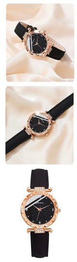 Womens Watches 5Pcs Set Luxury Rhinestone Women Fashion Elegant Wristwatch Quartz Watch For Girl WristWatch Bracelet Gift - Lootquake