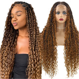 Bohemian Box Braids Full Lace Wig - Blonde Goddess Locs Curly Braided Wig for Black Women
