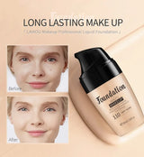 LAIKOU Base de maquillaje líquida hidratante de larga duración, cosmética facial, iluminadora natural, tono base, maquillaje, 30 ml