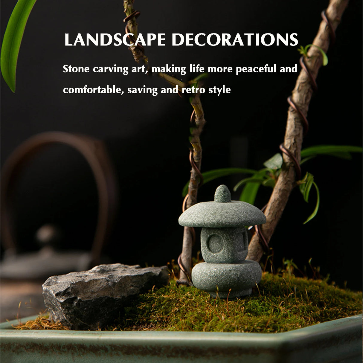 Chinese Pagoda Statue Miniature Sandstone Sculpture Asian Decor for Outdoor Car  Landscape Decor