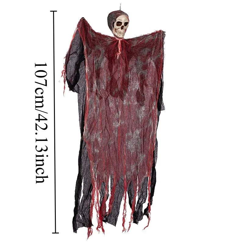 Halloween Decoration Hanging Ghost Skeleton Gauze Ghost Face Scary Pendant for Haunted House Decor, Patio Porch Skull Props