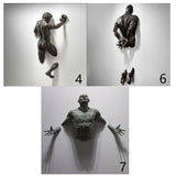 Nueva decoración de pared de imitación de cobre, personaje abstracto, resina, hombre escalador, estatua, escultura, fondo, arte de pared 3D a través de la pared