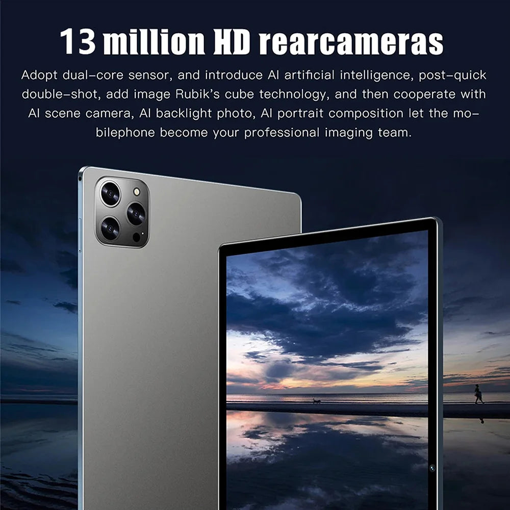 Tableta PC de 10,1 pulgadas, 8 GB de RAM, 512 GB de ROM, 10 núcleos, IA, aceleración, Google Play, 4G LTE, llamadas, SIM dual, WiFi dual, Android 12