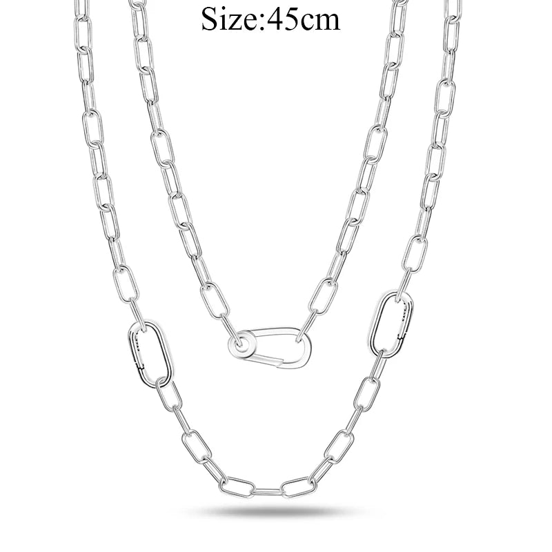 Silver Plated Women Link Chain Fine Necklace Fit Mini Dangle Charms DIY Fashion Pendant Collar - Lootquake