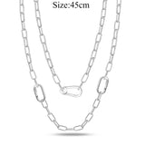 Silver Plated Women Link Chain Fine Necklace Fit Mini Dangle Charms DIY Fashion Pendant Collar - Lootquake