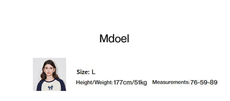 TOYOUTH Women T-shirt 2024 Autumn New Denim Bow Contrasting Color Raglan Sleeve Pullover Casual Tops - Lootquake