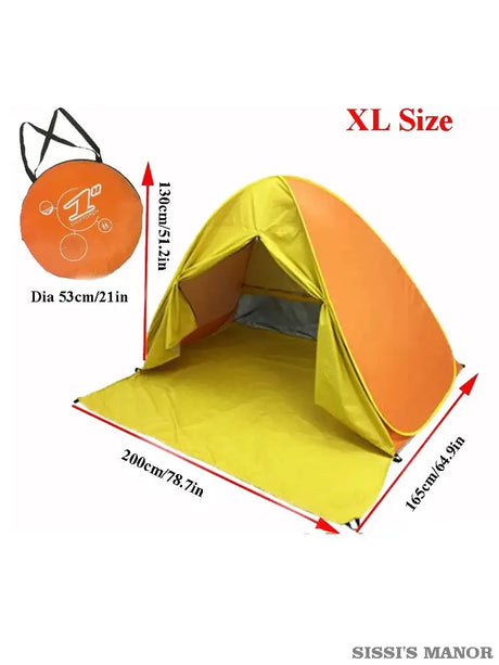With Door Curtain 2-3Persons Pop Up Beach Tent Automatic Quickly Open Outdoor Camping Tour UV50+ Portable Ultralight Sunscreen - Lootquake